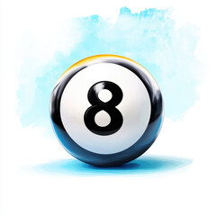 Artistic Representation of a Single Eight-Ball on Light Background