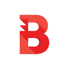 clean letter b with negative space logo icon on wh