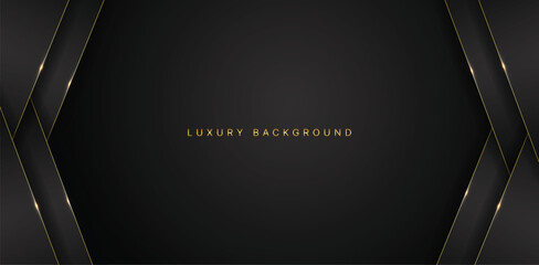 Dark elegant abstract background with luxury gold lines. Modern exclusive background for poster, banner, wallpaper and futuristic design concepts. Vector illustration
