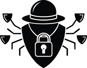 Modern and Unique cybersecurity icon silhouette vector art, cybersecurity line art vector illustration, cybersecurity vector logo icon design