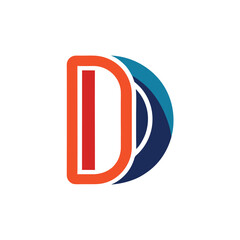 clean letter d with vertical symmetry logo icon on