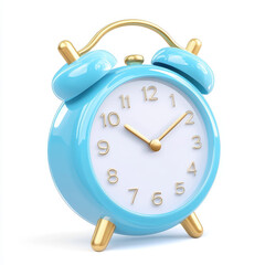 Blue Retro Alarm Clock with Golden Accents for Time Management