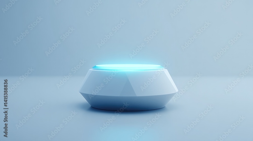 Poster futuristic 3d computer object on minimalist background with ample copy space