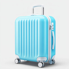 Stylish Blue Hard Shell Suitcase with Retractable Handle and Wheels