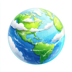 Colorful Artistic Globe Illustrating Earth with Blue Ocean and Green Land