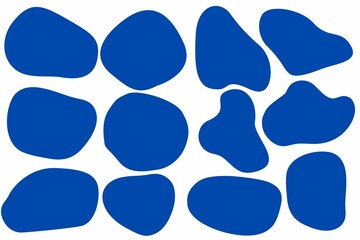 Blue seamless pattern, shape text frames. set of abstract blue speech bubbles. Wavy rectangular, square textboxes. On white background