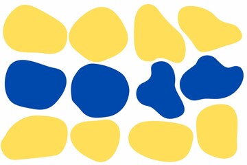 Yellow blue seamless pattern, shape text frames. set of abstract yellow blue speech bubbles. Wavy rectangular, square textboxes. On white background