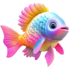 Colorful Rainbow Fish with Vibrant Scales and Playful Expressions