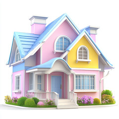 Charming Colorful House with Vibrant Landscape Garden Design