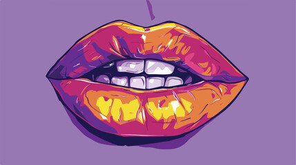 Obraz premium Vibrant Mouth Design on Purple Background Vector Illustration
