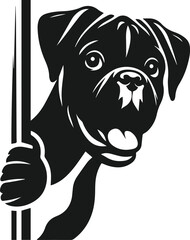 Vector dog face peeking animal silhouette