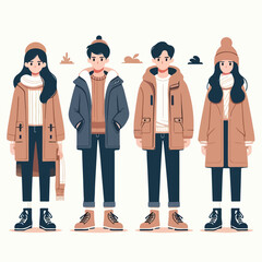 Fototapeta premium vector image of adult wearing jacket in winter