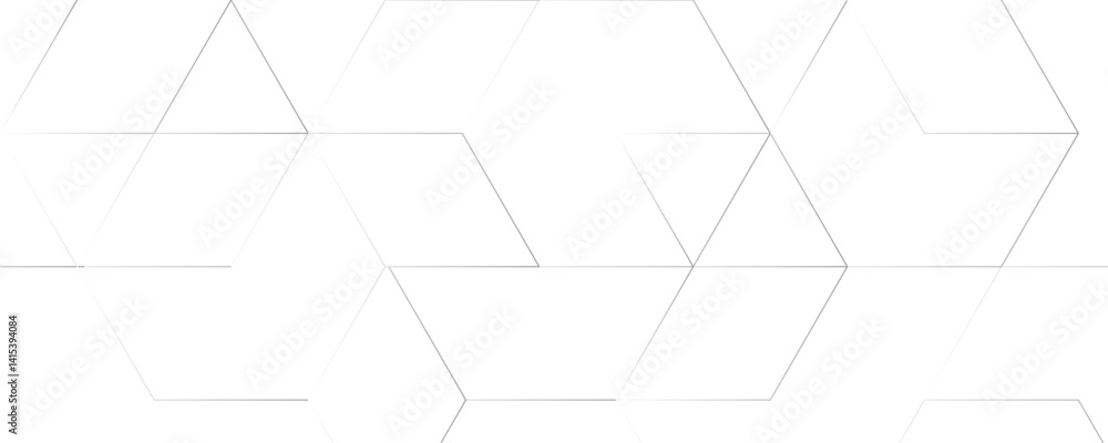 Poster abstract white and gray color geometric hexagon shape and lines seamless pattern transparent backgro