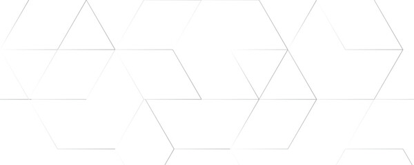 Abstract white and gray color geometric hexagon shape and lines seamless pattern transparent background design.
