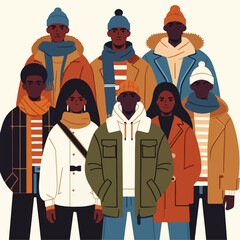 vector image of adult wearing jacket in winter