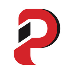 clean letter p with negative space cut logo icon o