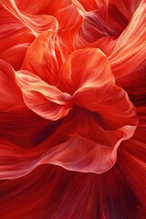 Abstract Red Wave Textile with Flowing Silk Texture and Light Play