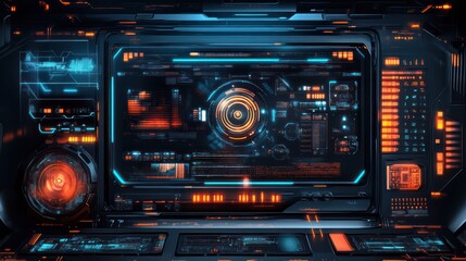 Futuristic Control Panel Interface with Advanced Display System
