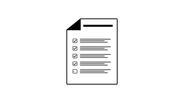 Checklist Document Animated Paper Icon on White Background