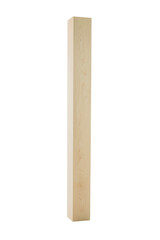 Long wooden post is standing upright on a white background