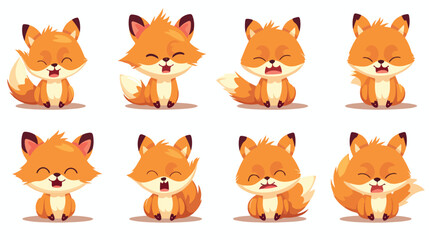 Adorable Fox Animal with Diverse Emotions and Cute Emoji Collection