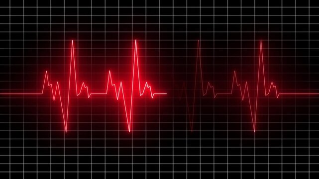 Glowing neon heartbeat rate Animation. Abstract digital heartbeat signal icon. glowing neon heart pulse. Heartbeat. Electrocardiogram motion