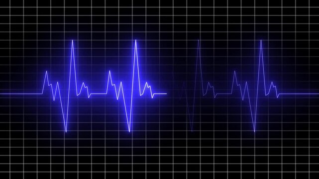 Glowing neon heartbeat rate Animation. Abstract digital heartbeat signal icon. glowing neon heart pulse. Heartbeat. Electrocardiogram motion