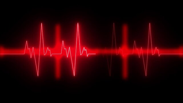 Glowing neon heartbeat rate Animation. Abstract digital heartbeat signal icon. glowing neon heart pulse. Heartbeat. Electrocardiogram motion
