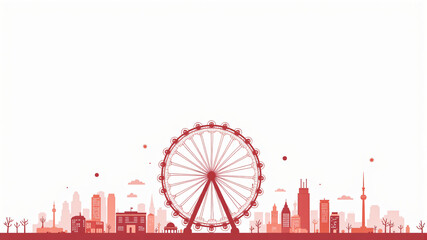 Fototapeta premium Iconic City Skyline with Ferris Wheel