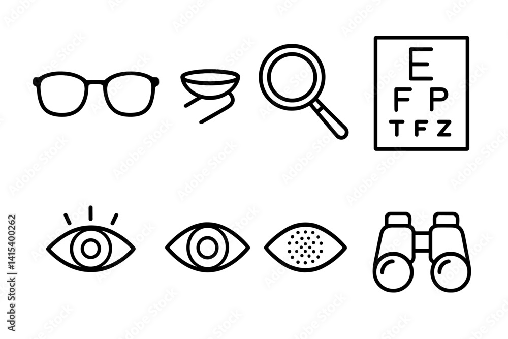 Poster outline vector icons of augmented map features: ar marker, ar glasses, location overlay, digital pat