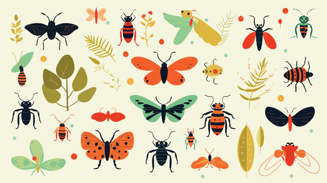 Adorable Wild Animals Exploring Safari Habitat with Ladybug, Wasp, Bee, Grasshopper