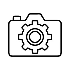 Camera settings icon photography gear adjustment tool vector illustration outline symbol
