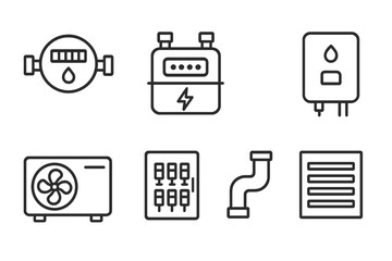 outline vector icons of tactical gear: tactical vest, holster, night vision, combat gloves, utility belt, helmet, knee pads, tactical backpack. set of line style icons in a modern, minimalist design.