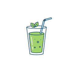 Green smoothie glass icon for fitness and health apps