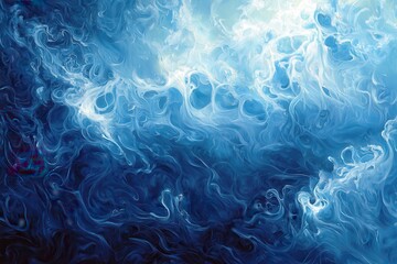 Obraz premium Abstract Blue Ocean Waves with Swirling Patterns and Light Highlights