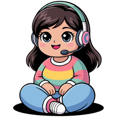 a cute girl with headphones