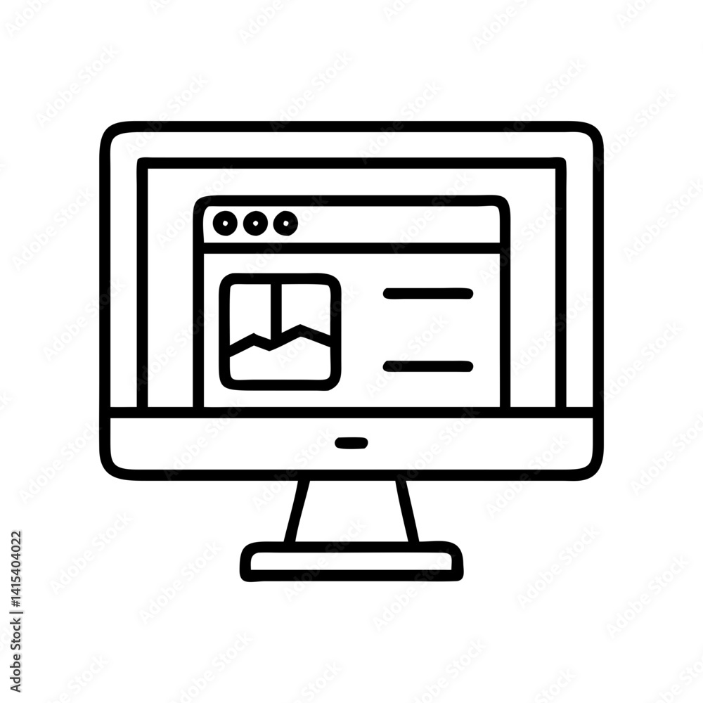 Poster computer monitor display screen vector icon for website design and graphic element needs exactly nin