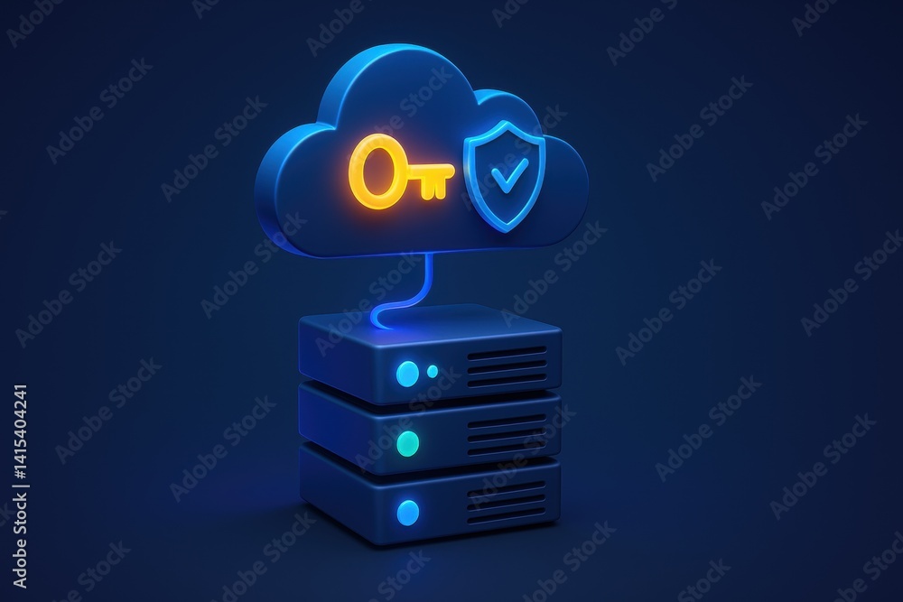 Poster digital fortress: a striking digital rendering illustrates the core principles of cloud computing. t