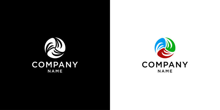 Modern Abstract Logo Design with Circular Shape and Leaf Elements