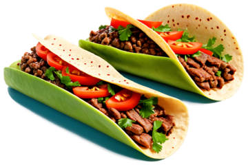 Two Tacos with Meat, Tomato, and Parsley