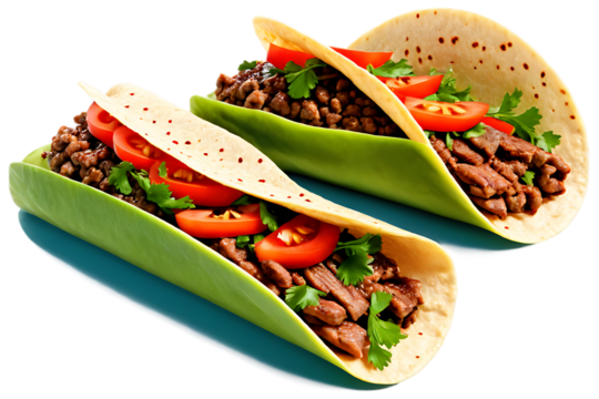 Two Tacos with Meat, Tomato, and Parsley