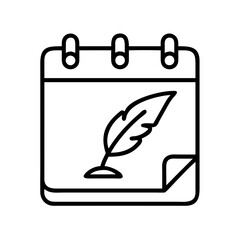 Calendar quill pen write schedule appointment date reminder diary event planner icon vector design element