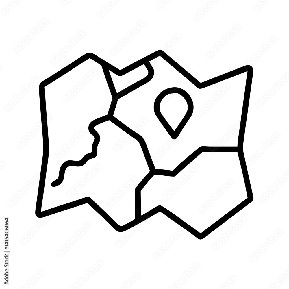 Poster vector illustration of a map with location pin for travel adventure and navigation guide