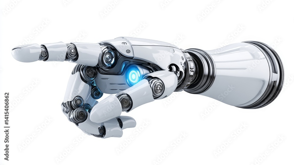 Poster advanced robotic hand pointing - futuristic technology, robotic arm, innovation, artificial intellig