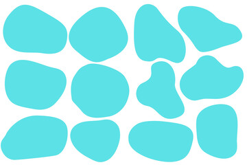 Sea green seamless pattern, shape text frames. set of abstract sea green speech bubbles. Wavy rectangular, square textboxes. On transparent background