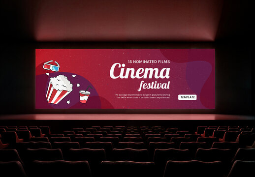 Auditorium with Large Screen and Audience Seating Mockup
