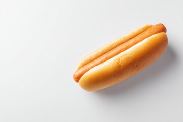 minimalistic hot dog on plain white background with ample copy space for text or design elements