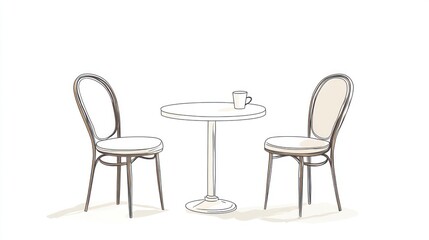 Simple cafe table and chairs illustration