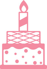 Birthday cake clip art design on plain white transparent isolated background for card, shirt, hoodie, sweatshirt, apparel, tag, mug, icon, poster or badge