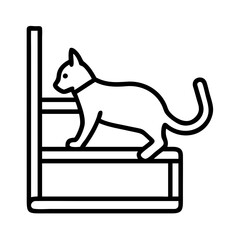Cat climbing furniture outline vector illustration feline pet animal domestic playful cute kitty design